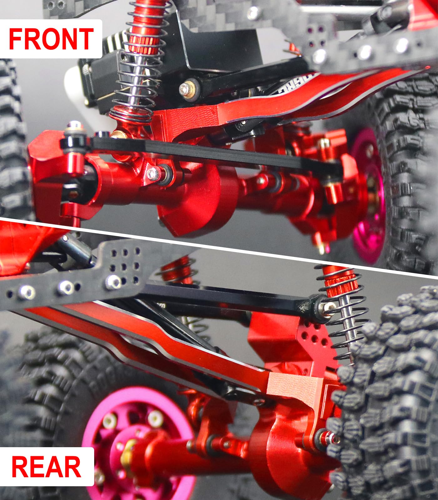 McCue RC Praying Mantis Link Tucked Inward Links High Clearance Links for Axial 1/24 SCX24 C10 JLU Bronco RC Crawler Upgrade Parts - 5 PCS (Red)