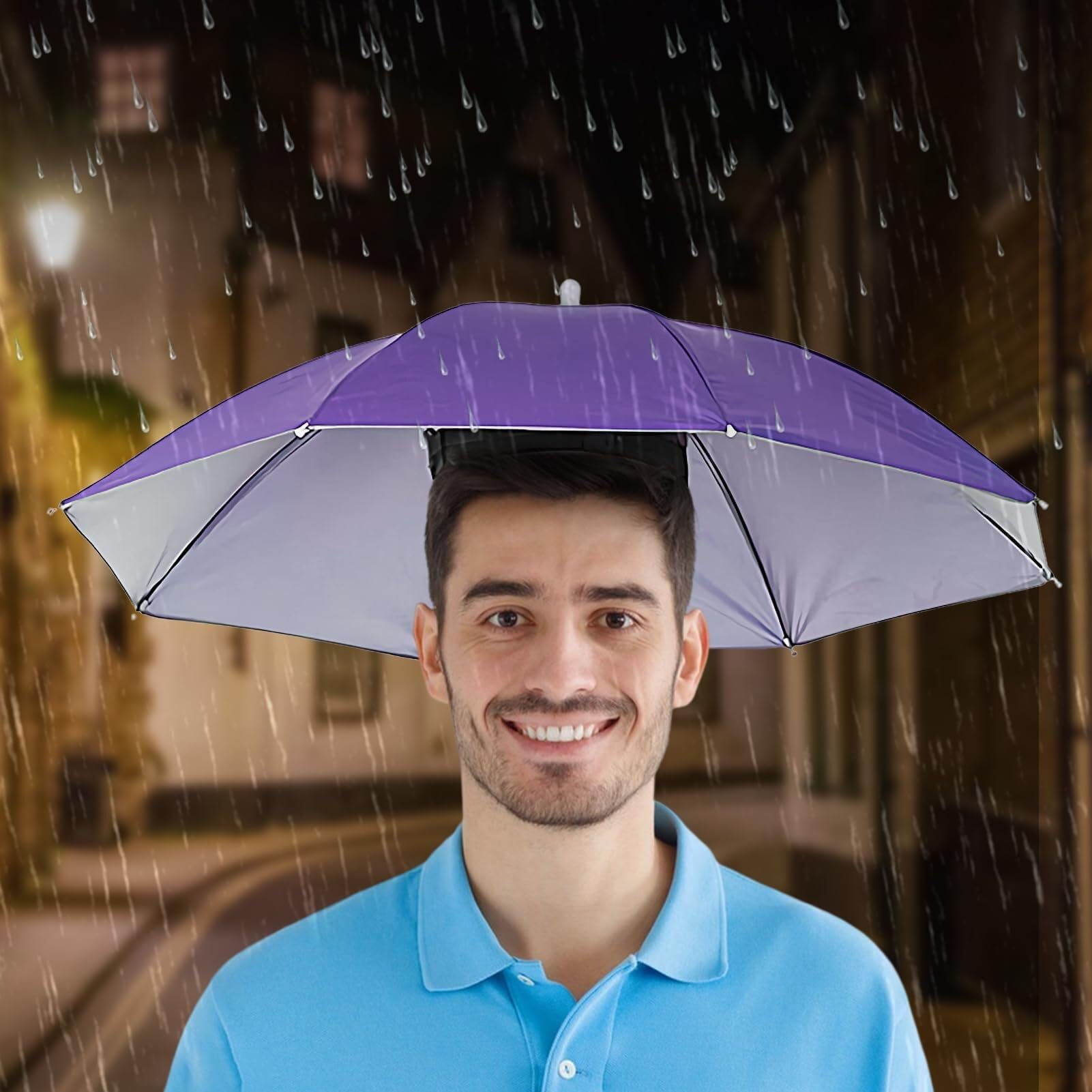 Kapelusz parasolowy z poliestru w kolorze srebrnym | Wielokolorowy 69 cm Wędkarstwo Piesze wycieczki Kemping: Zestaw głośnomówiący Sun Rainion