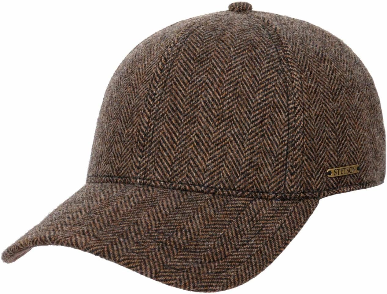 Stetson Plano Wool Baseball Cap Herringbone Design Fullcap Cotton Lining Men Fall Winter