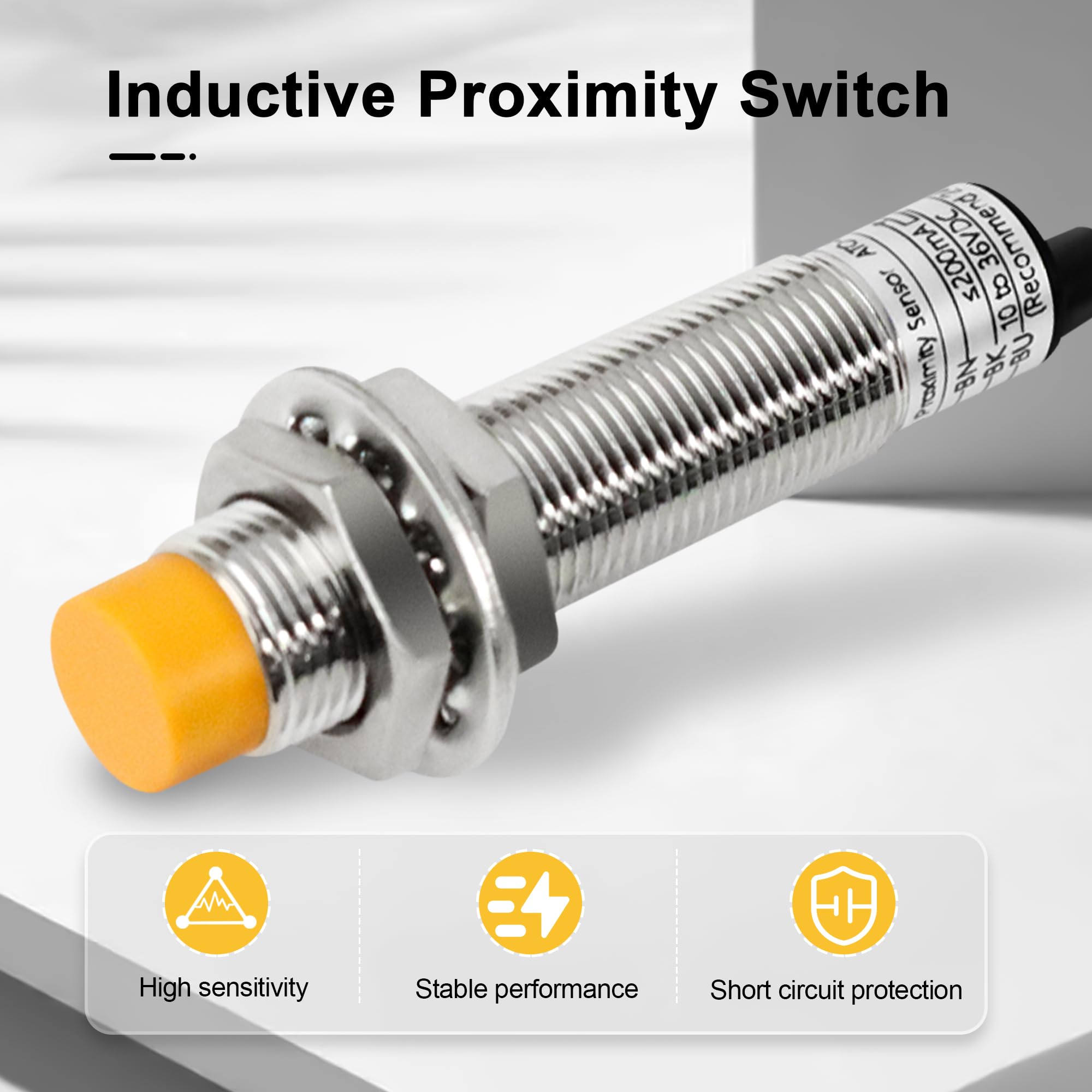 ATO 2Pcs M12 Proximity Switch NPN NO Inductive Proximity Sensor Approach Sensor,lj12a3-4-z/bx,for 3D Printer Probe Bed Leveling,Replace Small Switches and Limit Switches