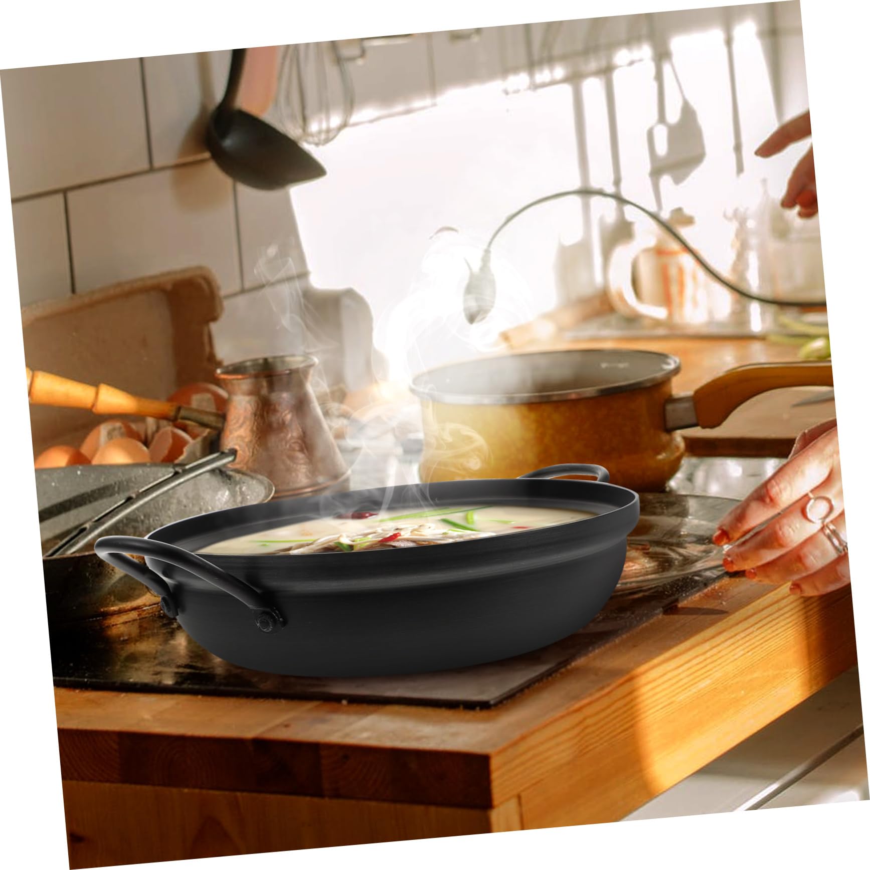 Olla De Mariscos De Acero Inoxidable Binaural Para Cocina Olla De Sopa Para Hot Pot Restaurante y Hogar