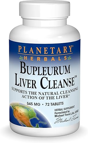 Planetary Herbals Bupleurum Liver Cleanse 545mg - Con calcio, rizoma de ciprés, jengibre y más - 72 tabletas
