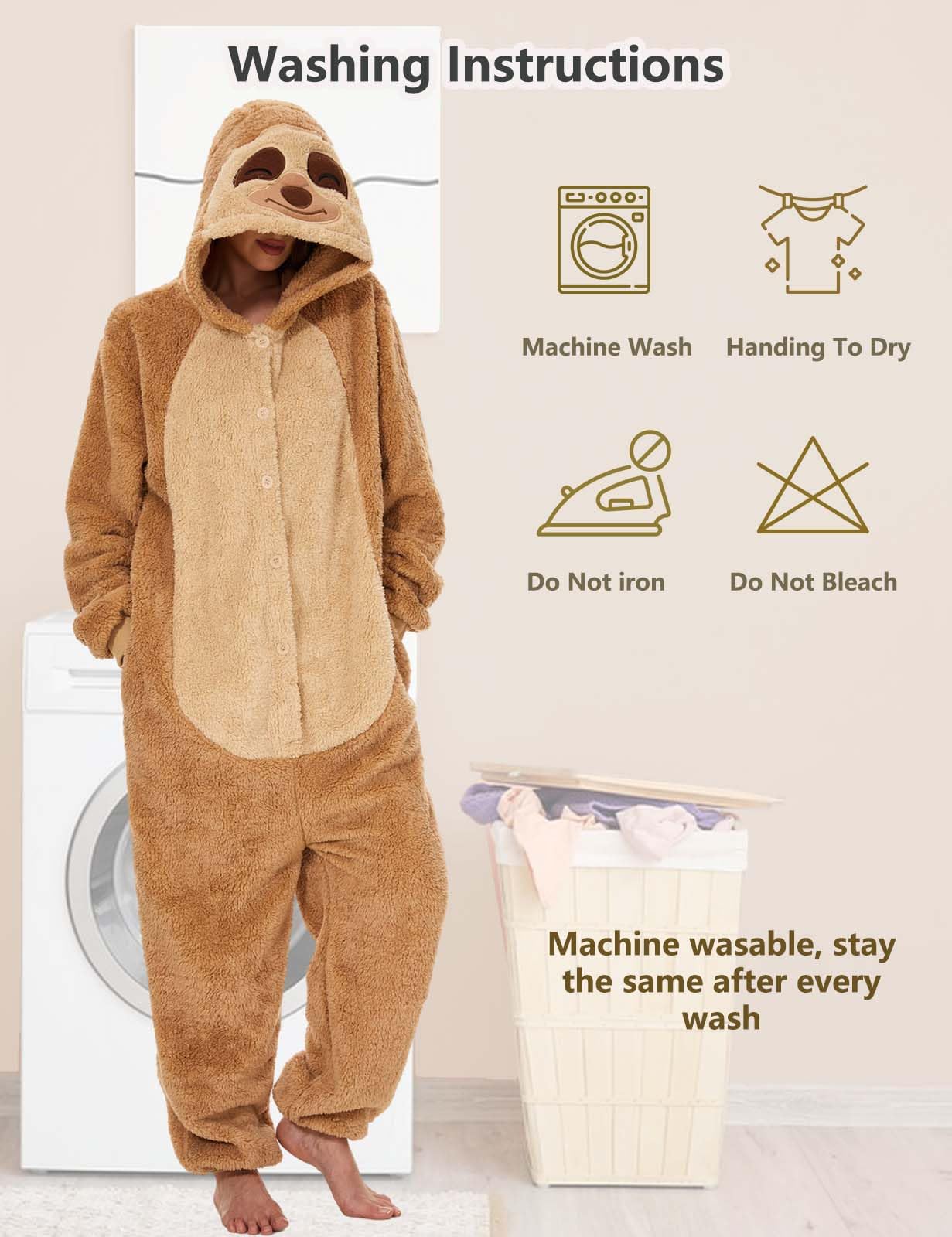 Tuta Donna Invernale Peluche Gigante Animali Pigiama Unisex con Cappuccio Tuta Donna Completa Adatto Come Costume Carnevale o Pigiami Natalizi Famiglia