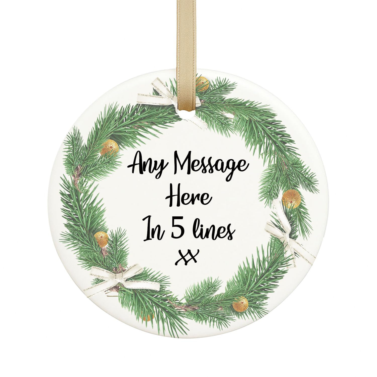 Gutegifts White Personalised Christmas Ceramic Bauble Customize With Any Message Gift For Mum,Dad,Grandma,Grandad,Friends,Auntie,Uncle, Xmas Tree Ornaments Decor 2021 Hanging Sign Keepsake