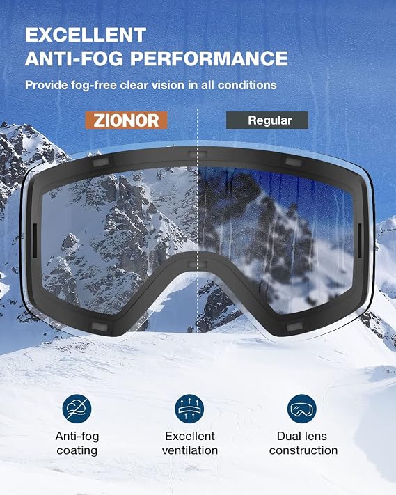 ZIONOR X11 Ski Goggles Magnetic Cylindrical Snowboard Snow Goggles for Men Women