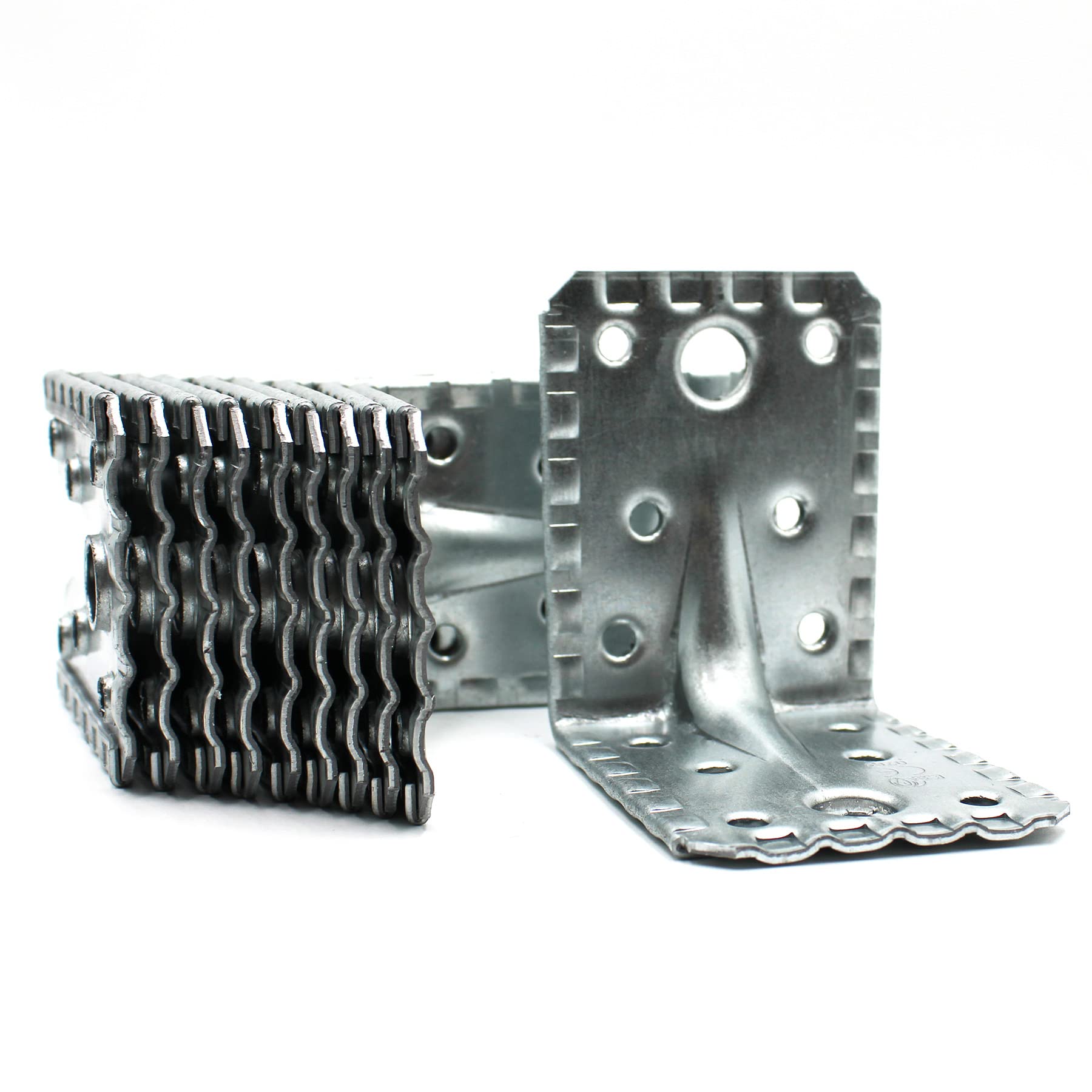 Set 10 Pezzi Angolari In Acciaio Zincato Per Edilizia | Dimensioni 60x60x40x2 Mm | Connettore Per Legno E Strutture Pesanti, Facile Da Montare - 9