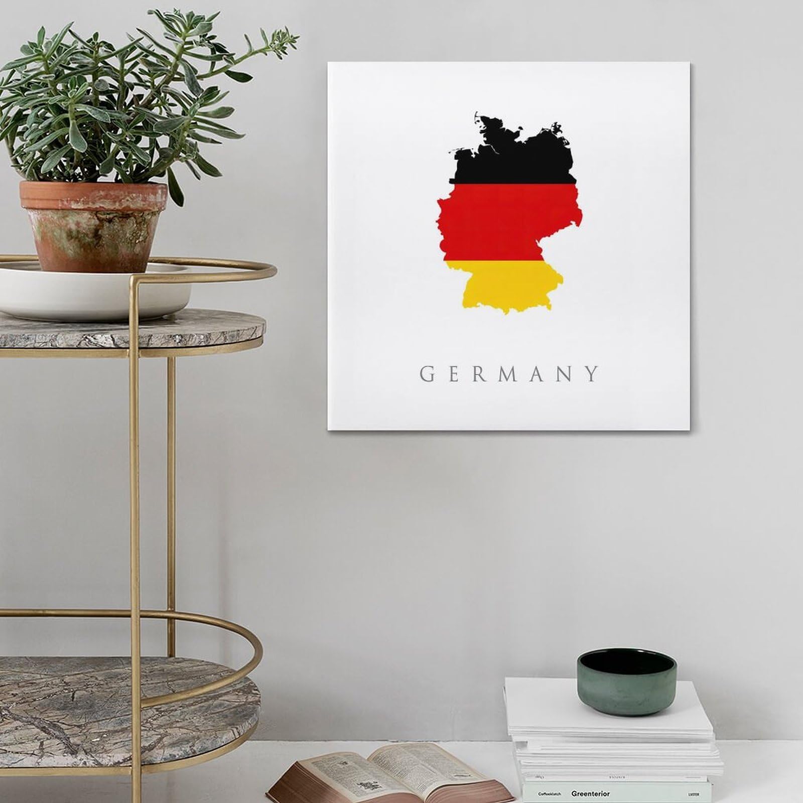 Poster de carte de voyage d'Europe et d'Allemagne - Impression sur toile - Décoration murale moderne pour chambre à coucher - 60 x 60 cm