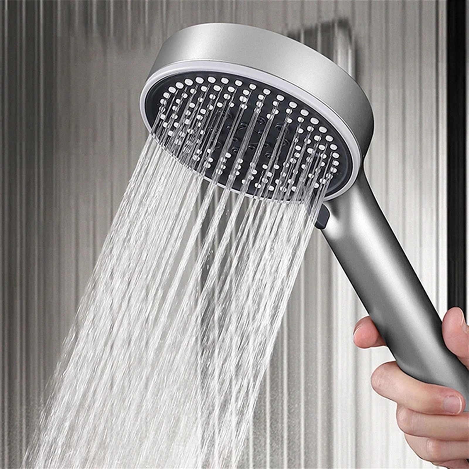 Alcachofa de ducha de alta presión de 12 cm, 6 pulverizadores ajustables, ahorro de agua, accesorio de baño Ch h con manguera, máxima experiencia de ducha