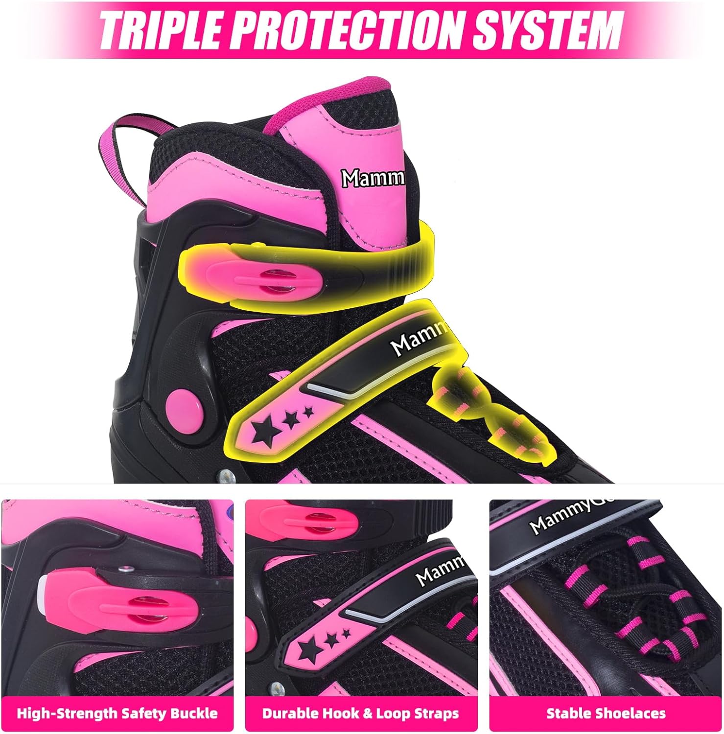 MammyGol Adjustable Inline Skates for Kids Boys Girls Youth Blades Roller Skates with Light up Wheels Ages 4-16