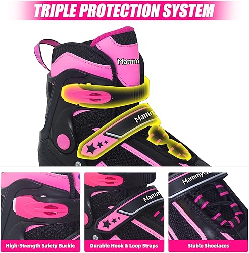 Miniatura 43 de MammyGol Adjustable Inline Skates for Kids Boys Girls Youth Beginner with Light up Wheels Ages 4-16 Verde