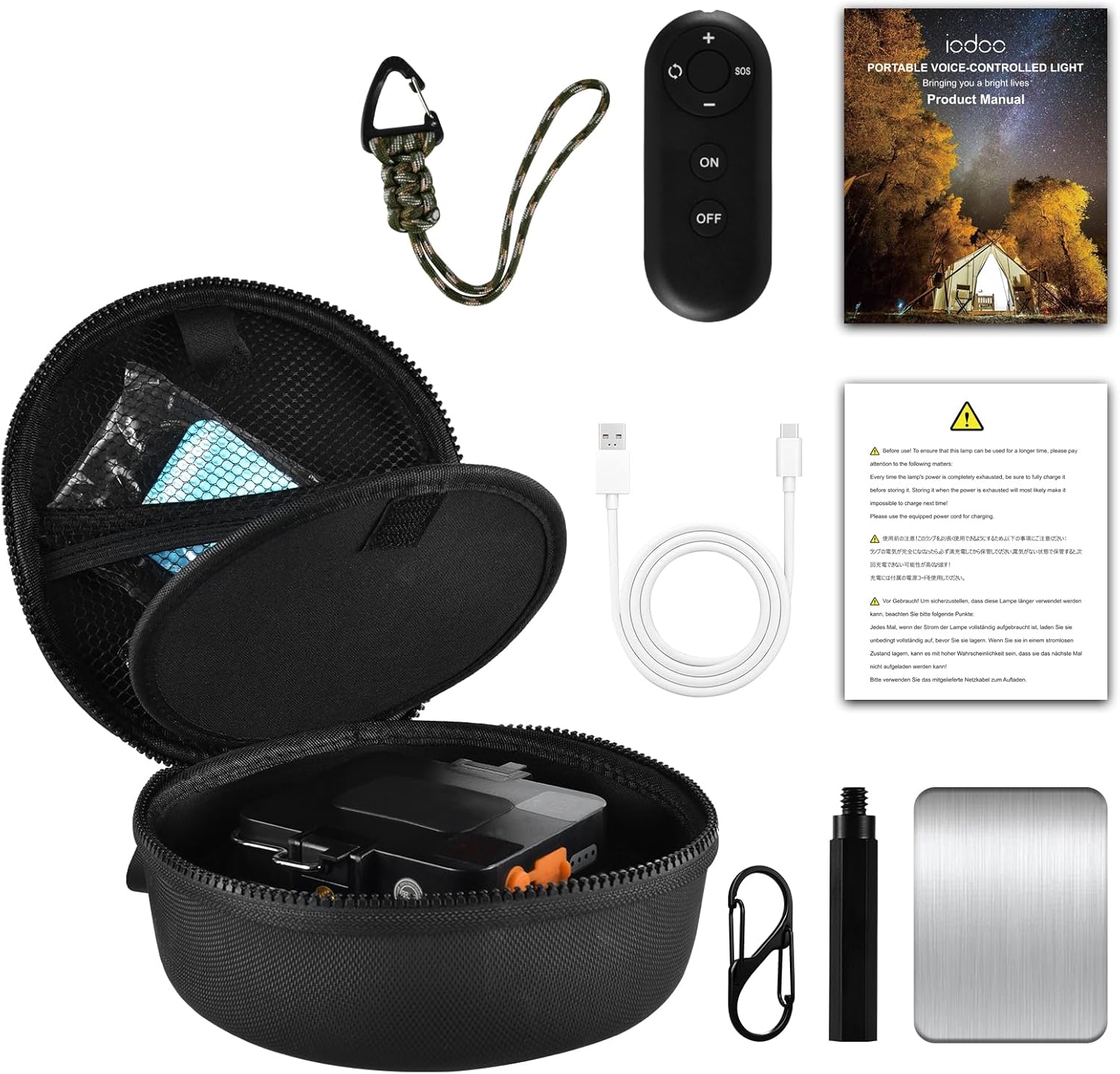 Voice Control 10000mAh Rechargeable Camping Light with - 4000LM 3000K/4500K/6500K Portable LED Lantern, IPX4 Waterproof Tent Light for Camping, Power Failure Emergency (60W)