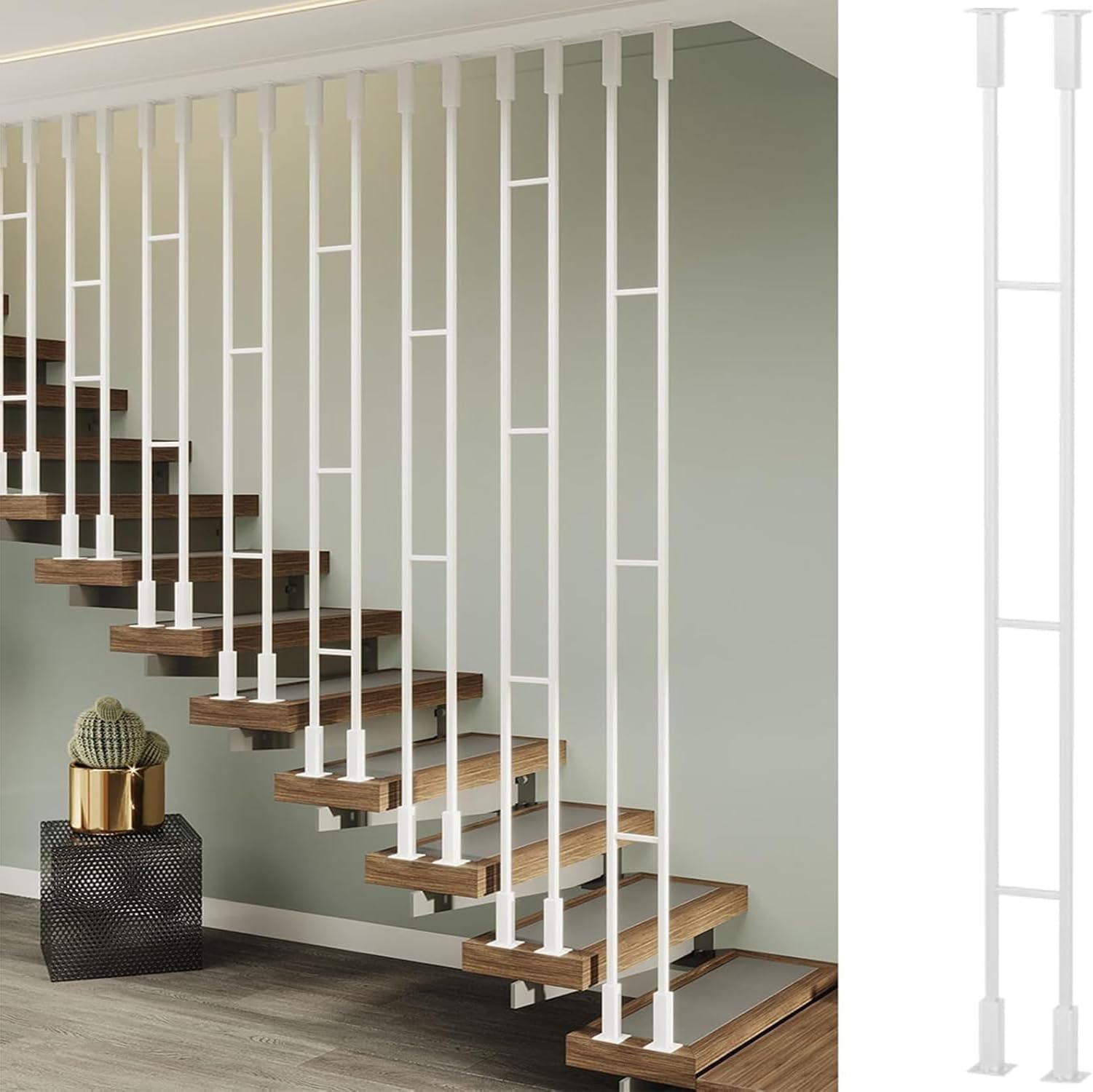 Railing escalier métal carré H125cm A01 pour mezzanine et combles