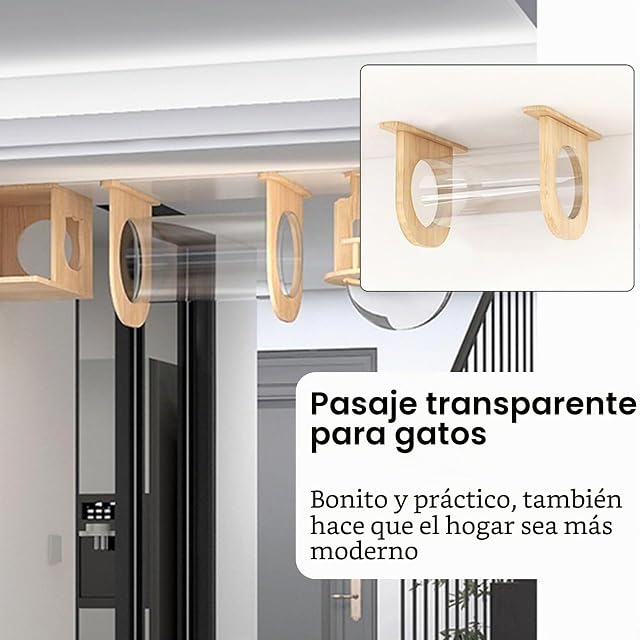 Foto 4 de 7 de RTTZBOZ Muebles para Gatos Montados en la Pared - Rascador, Túnel, Puente, Escalones, Estantes para Interiores