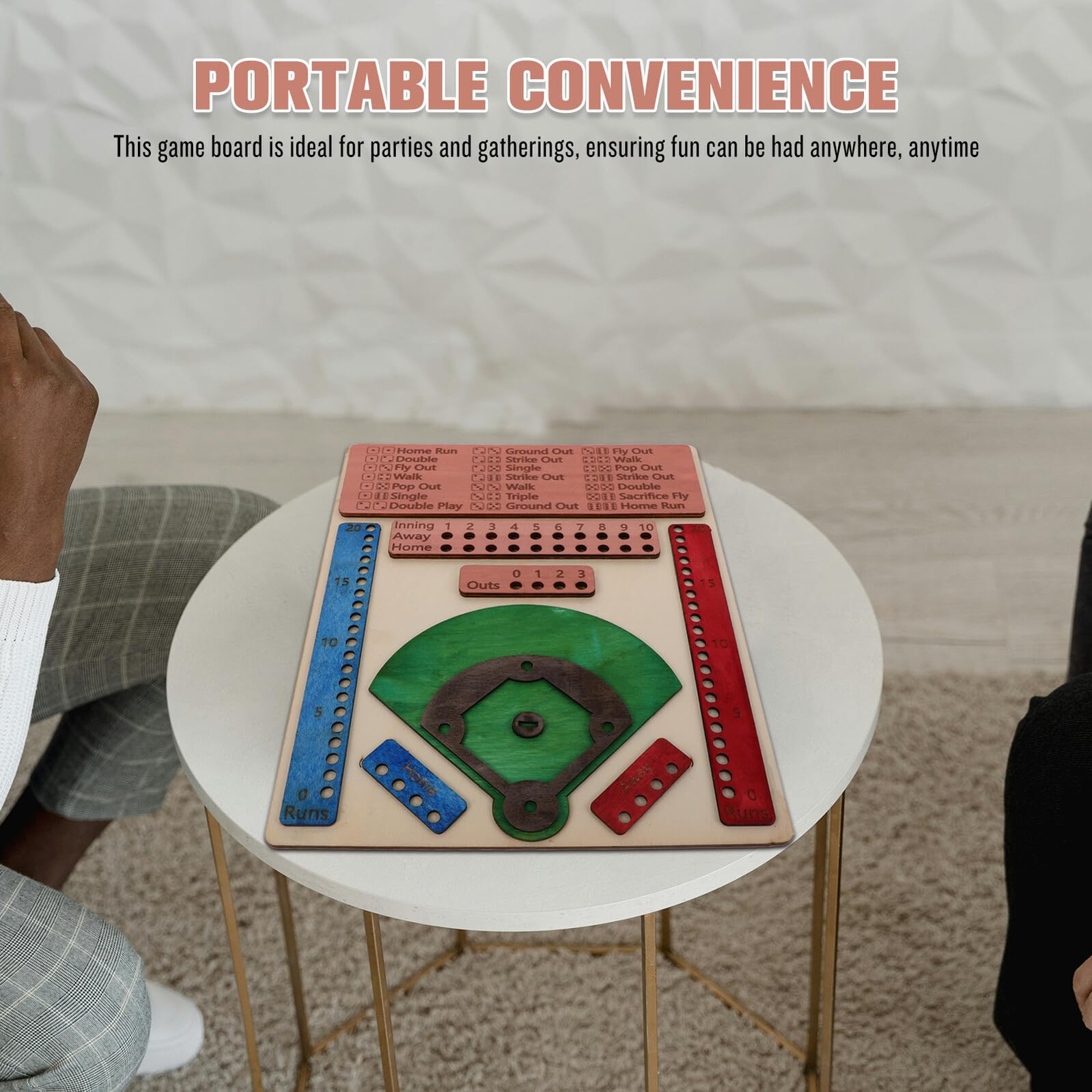 Hemobllo Gioco da Tavolo Baseball in Legno Design Vivace e Portatile per Feste e Festival Gioco Creativo da Tavolo per Divertimento e Socializzazione