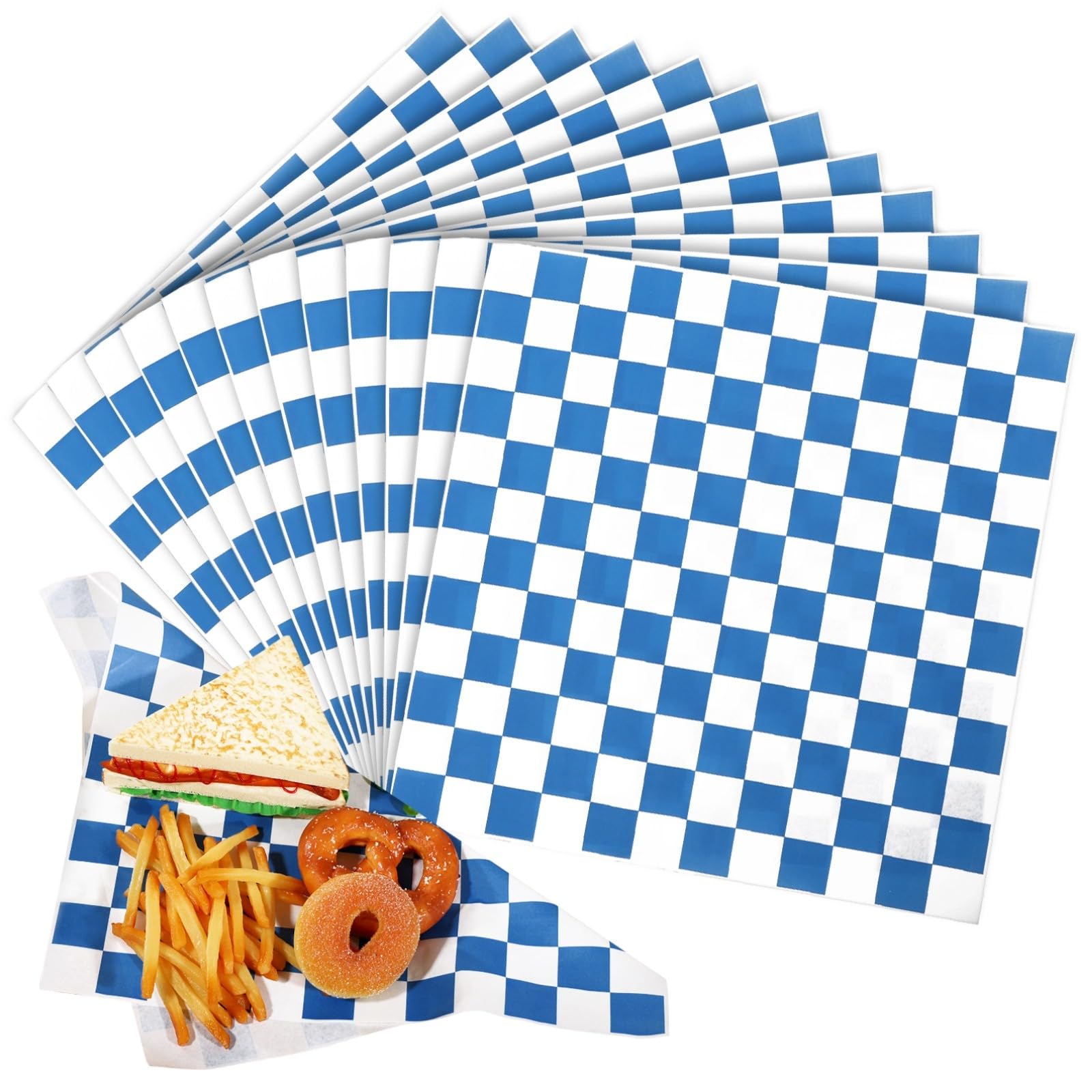 600 hojas de papel de regalo para sándwich, hojas de papel encerado a cuadros de 15 x 15 pulgadas, hojas de papel con patrón de cuadrícula, suministros de restaurante para pan, hamburguesas y servir