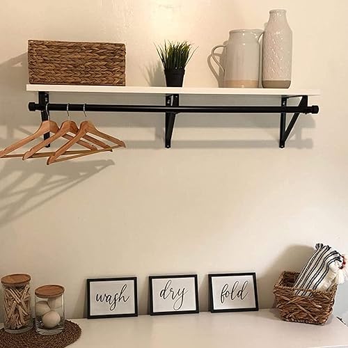 Miniatura 6 de Paquete de 4 estantes y soporte de barra de armario resistentes, 11 x 10.2 x 1 pulgadas, soporte de poste para colgar ropa, ganchos de soporte de