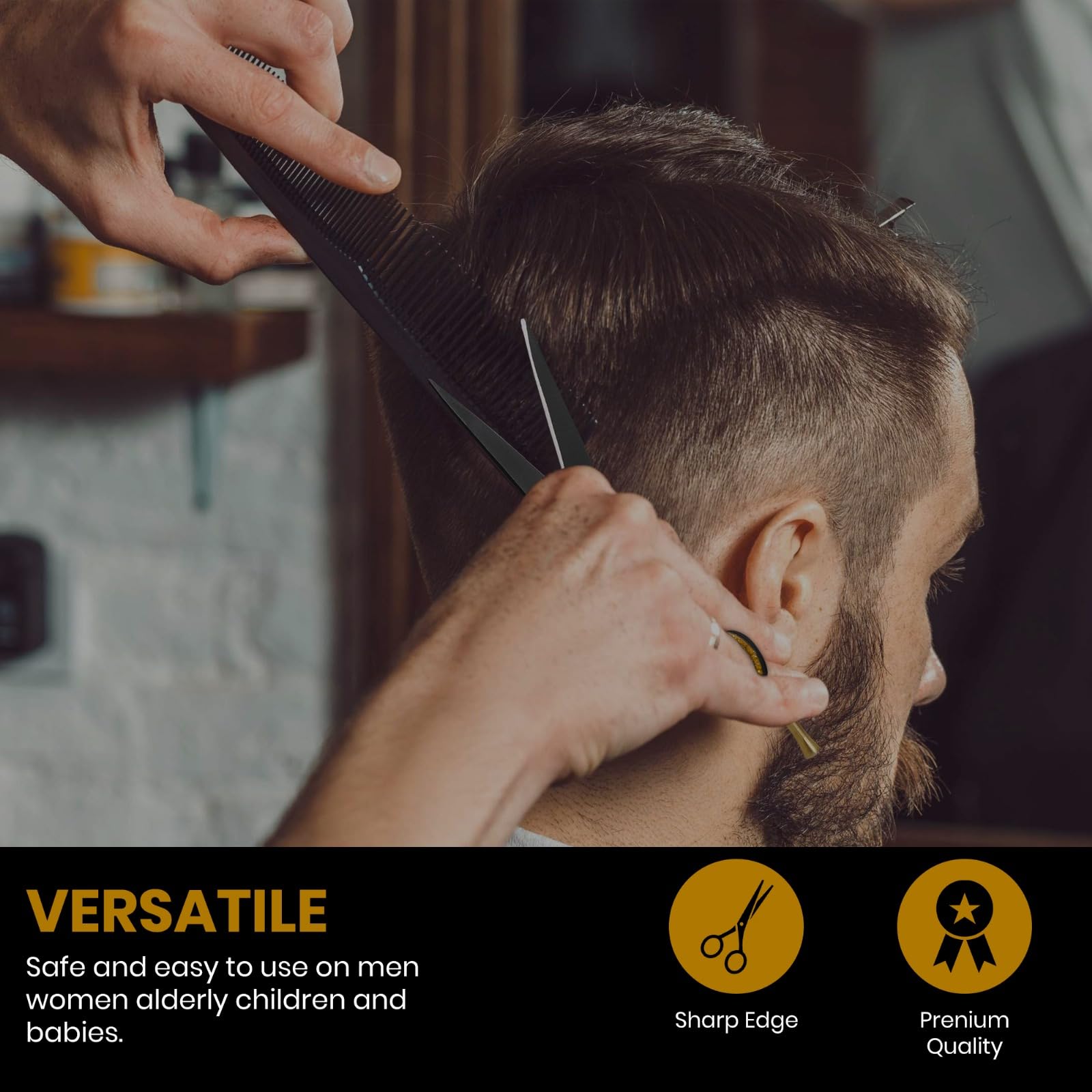 Tijeras profesionales de peluquería para cortar el cabello, de acero inoxidable de alto carbono, cuchillas de borde de afeitar, ajuste fino para salones, barberos, hombres, mujeres, niños y mascotas 5