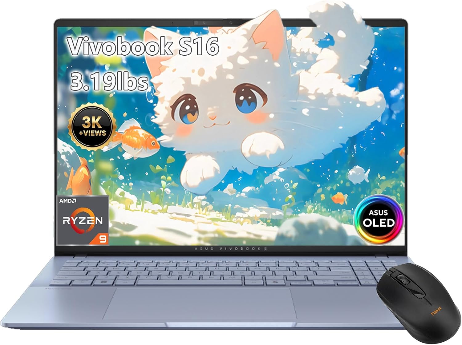 ASUS Vivobook S16 16" 3.2K OLED Laptop, AMD Ryzen AI 9 365 Beat Intel Ultra 7 155H, 32GB RAM | 2TB SSD -3200x2000 120Hz Display, RGB Backlit Keyboard, FHD Webcam, Copilot+ Windows 11