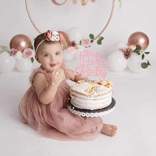 Miniatura 195 de 24 piezas de calabaza Oh Baby Cupcake Toppers Glitter Heart Feet Baby Shower Cupcake Picks para otoño, Acción de Gracias, tema de otoño, baby