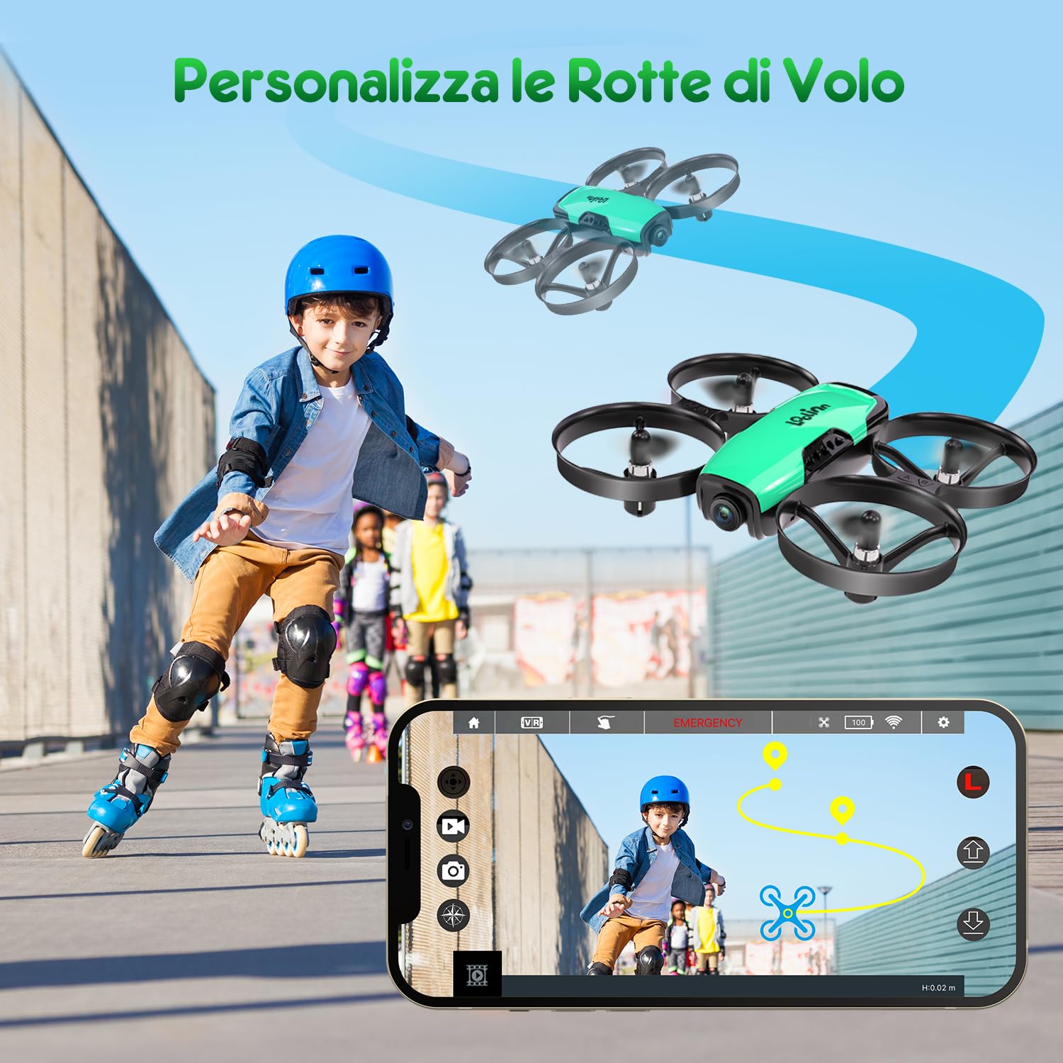 Loolinn | Drone Giocattolo con Telecamera per Bambini (8+) Regalo - Mini Quadricottero Radiocomandato, Sicuro Da Far Volare, Due Batterie, Certificazione Approvata C0 (Regalo per Bambini)