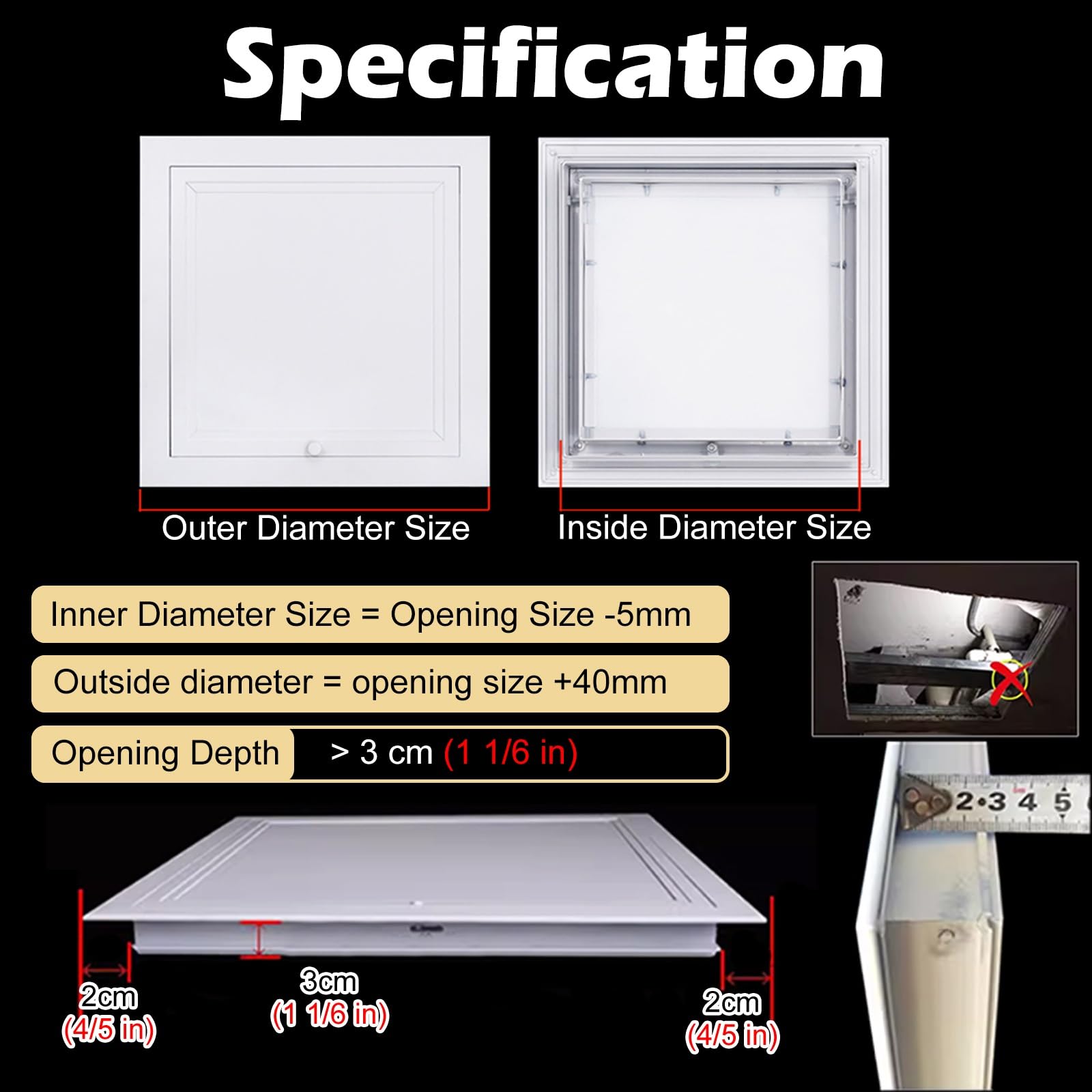 Trampilla Pladur Puerta De Panel De Inspección De Baño Blanca con Cerradura, Tapa De Orificio De Acceso para Cables Tubería Pequeña Aluminio para Paneles Yeso(WxH 30x60cm/11.8xx23.6in)