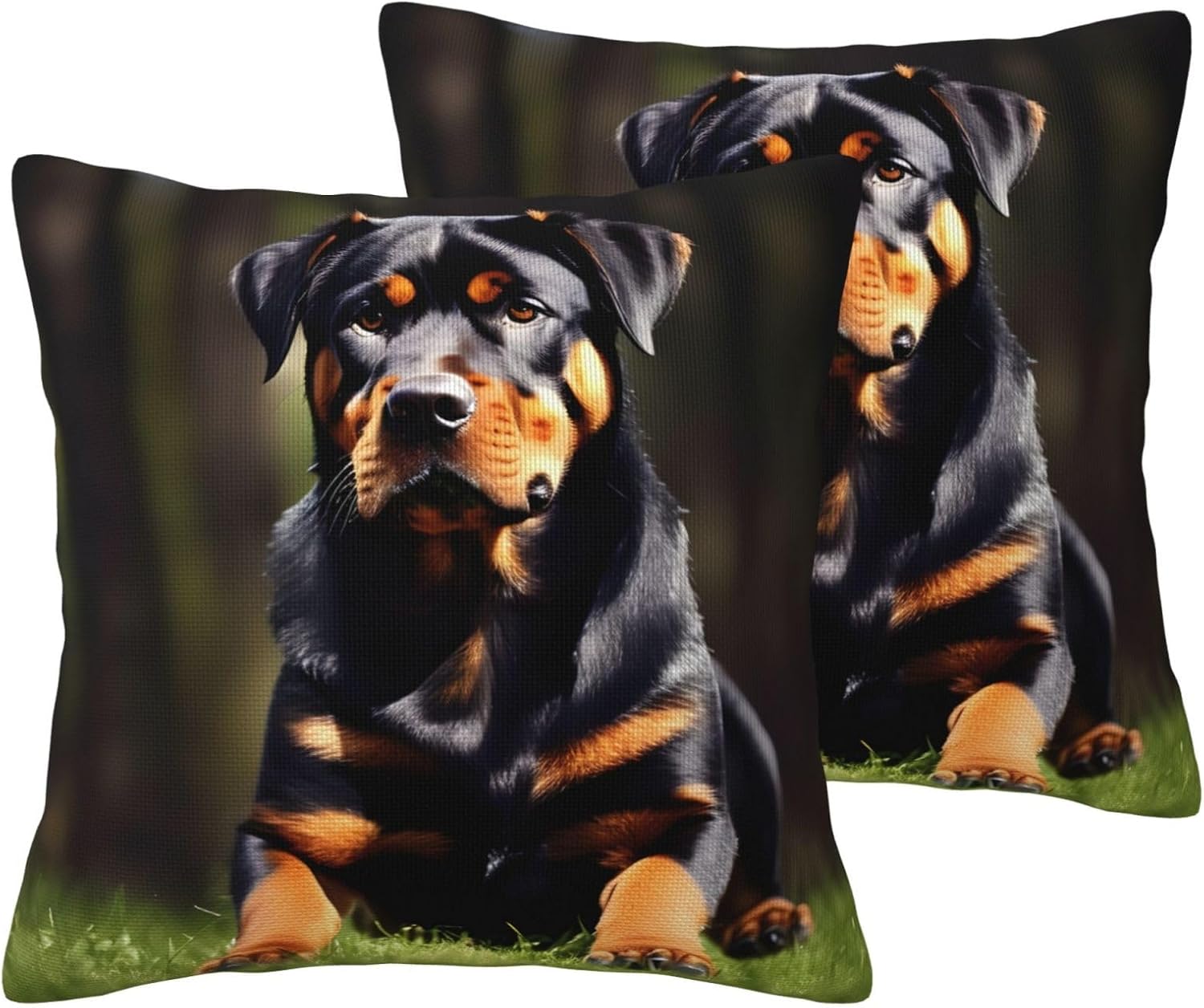 Rottweiler Wallpaper Imitation Linen Pillowcase -2 Sets, Fashionable Home Decoration, Used for Sofas, Gardens, beds