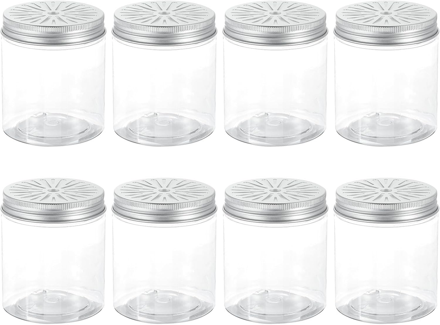 HARFINGTON 8 Pcs Empty Scent Beads Storage Container 8.5oz/250ml Air Freshener Tins Round Refillable Spice Containers Plastic Jars Sample for Air Freshener Candles Travel Storage