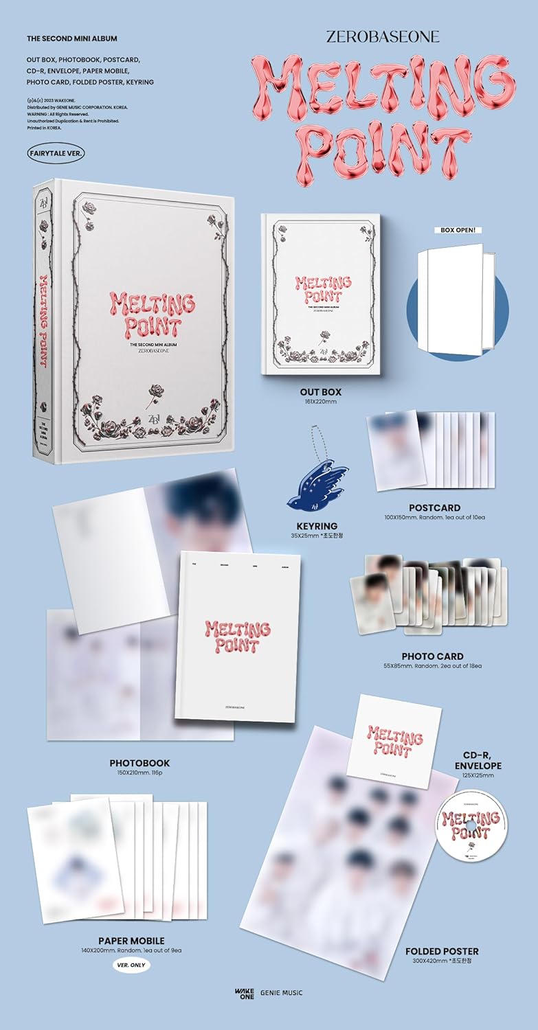 ZEROBASEONE Melting Point 2nd Mini Album CD+Folded Poster on Pack+Photobook+Postcard+Photocard+Tracking Sealed ZB1 (Set(Fairytale+Loyalty+Mystery))