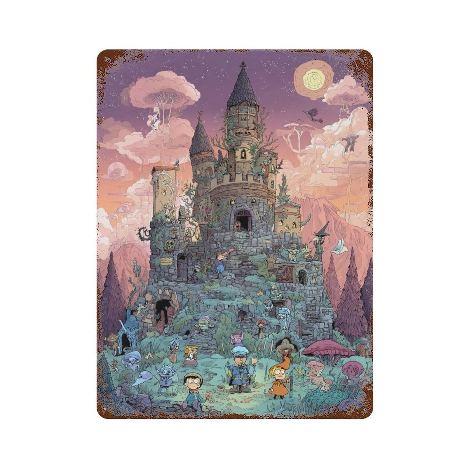 Garage Style Fantasy Castle Adventure Weathered Tin Sign 15.7"x11.8", Shabby Chic Decor for Bar And Workshop