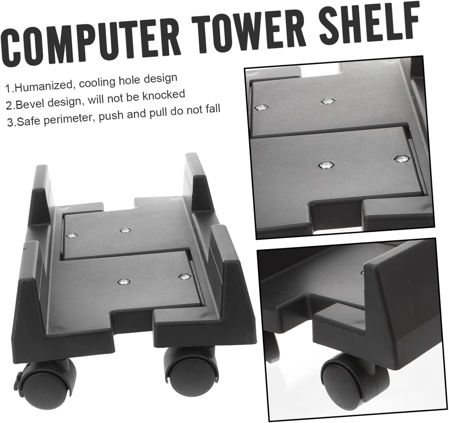 TEHAUX Mobile Computer Tower Stand Wheels CPU Holder Rack for Desk Supports Desktop Tower for Home Office Use