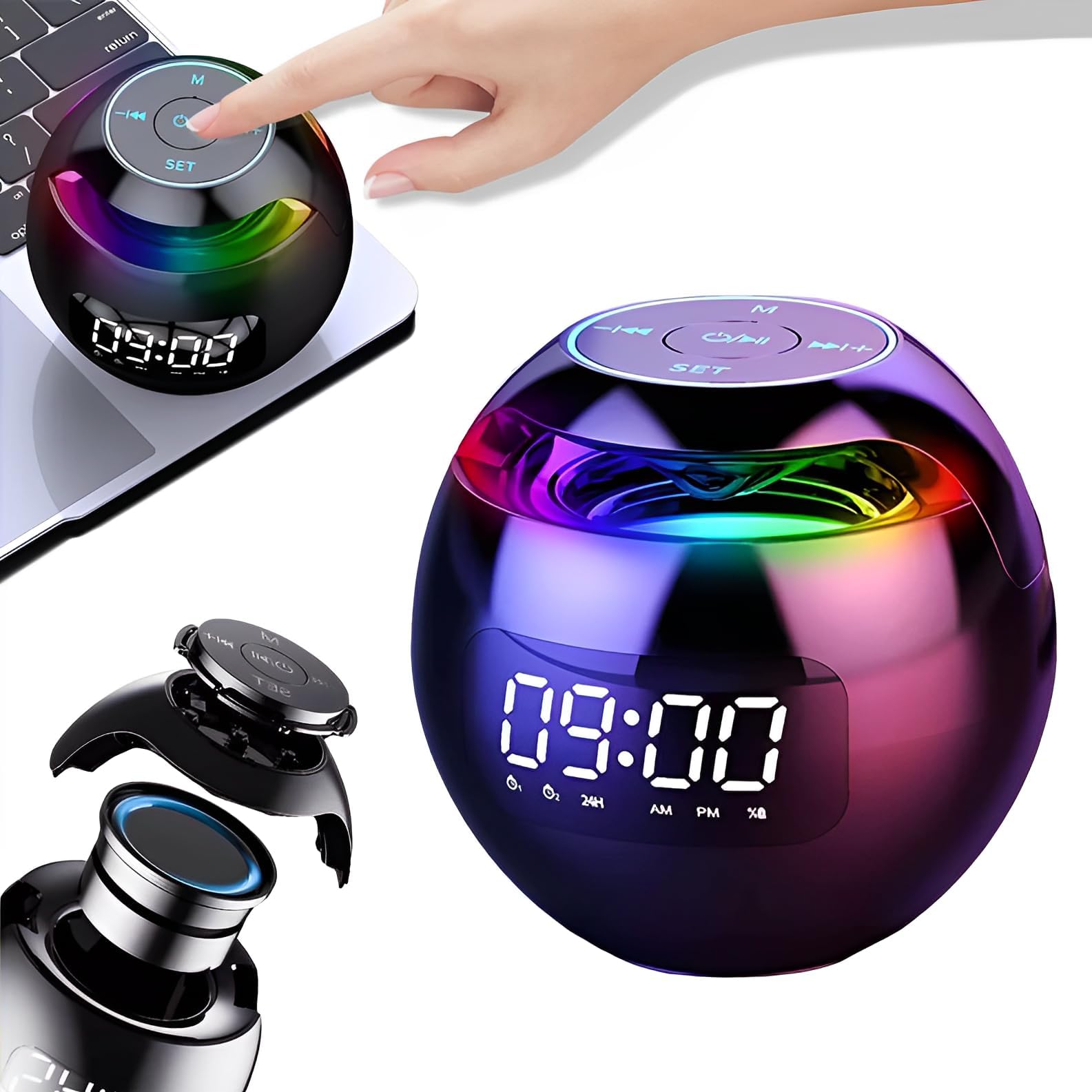 YOPOTIKA Wireless Bluetooth Speaker with Bedside Lamp,Digital Dual