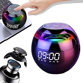 YOPOTIKA Wireless Bluetooth Speaker with Bedside Lamp,Digital Dual Alarm Clock,Portable Smart Night Light Bluetooth Speaker, RGB Colorful Table Lamp Bedside Radio Alarm Clock