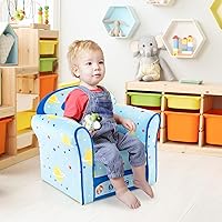 Vista 11 de Costzon Flyman - Sofá para niños, sillón con reposabrazos con patrón, muebles para niños pequeños con construcción de madera resistente, preescolar