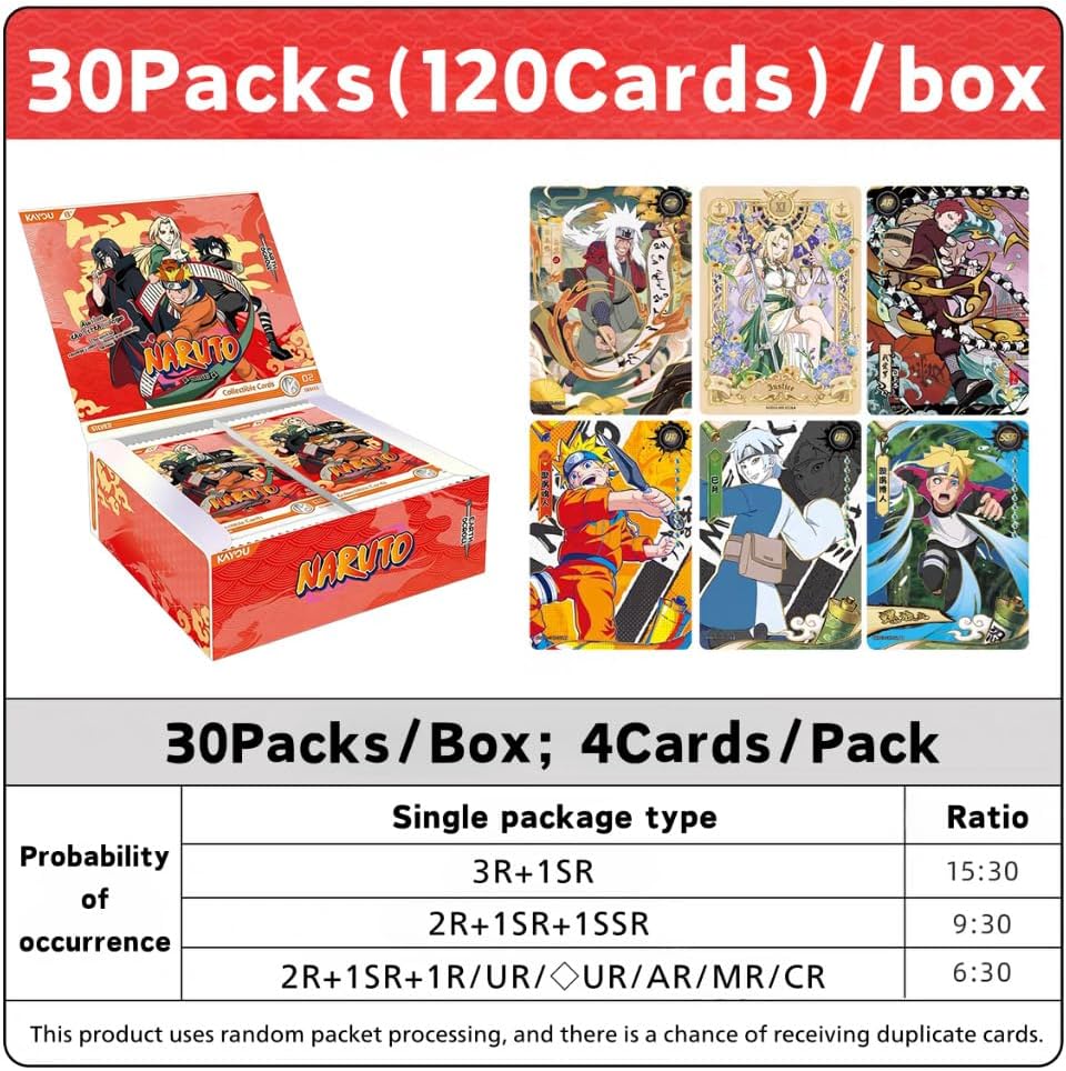 KAYOU Naruto -Smriti Collectible Cards-Earth Scroll-001-SEA-Series 1 132 Card Types, 30 Packs, 4 Cards per Pack, Ages 8+