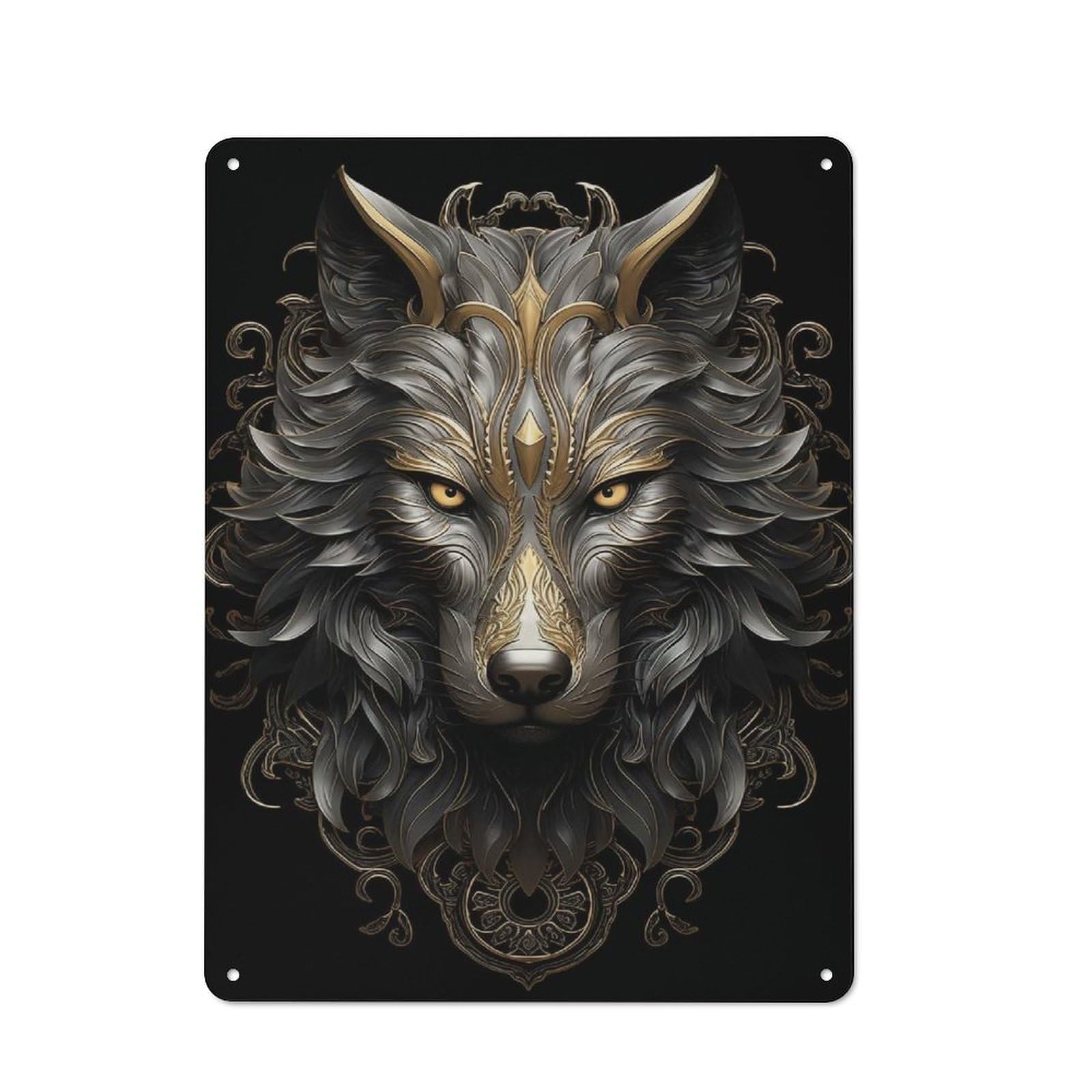 Metallic Wolf Industrial-style Metal Sign 40x30cm for Pub Or Café, A Christmas Present for Hospitality Wall Decor Collectors