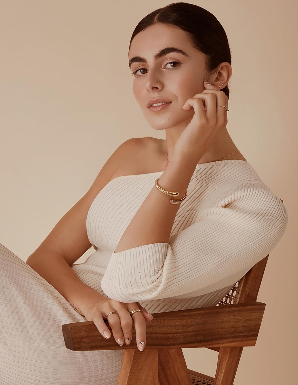 Gold Cuff Bracelet for Women Adjustable Open Cuff Bangle Bracelets Minimalist Arm Cuffs Wrist Bracelet - Image 6