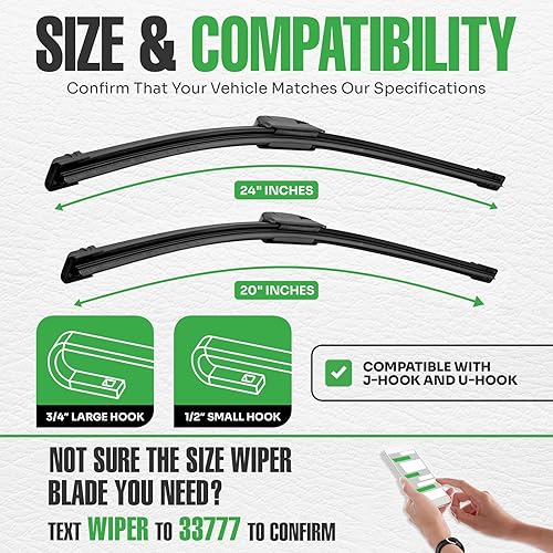 Miniatura 4 de lebogner Limpiaparabrisas de 24 pulgadas + 20 pulgadas, paquete de 2 limpiaparabrisas de repuesto para todas las estaciones para mi automóvil, hoja