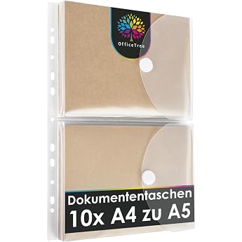 OfficeTree Document Wallets A5 Set of 10 with Velcro Fastener