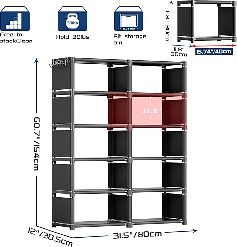 Miniatura 2 de Mavivegue Librería, organizador de almacenamiento de 10 cubos, organizador de estante para libros, estante alto, estuches para libros, estante de
