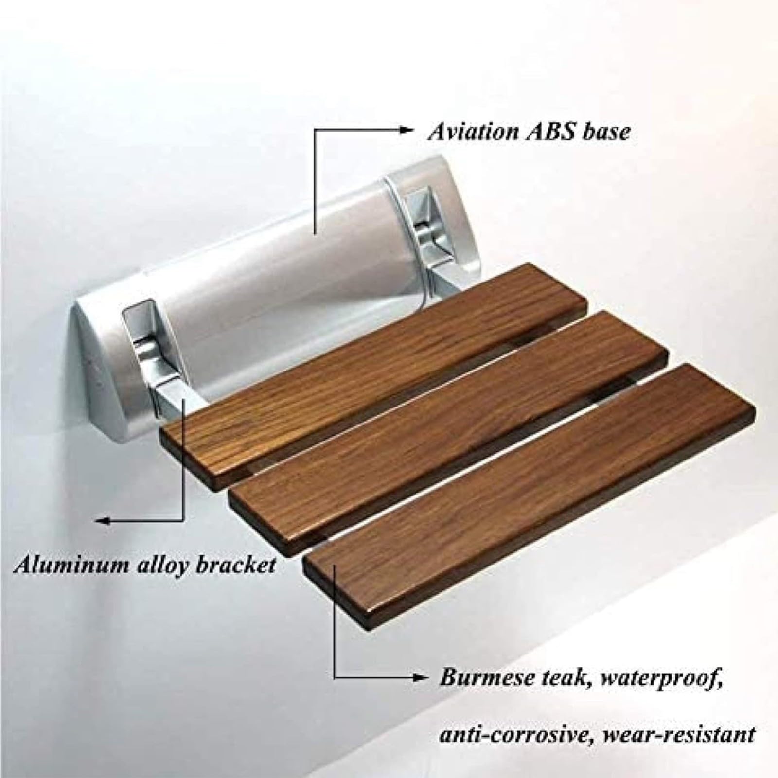 Asiento De Ducha Abatible Plegable,Silla Plegable para Ancianos De Madera Bambú Y Aluminio,Silla De Ducha Plegable De Pared para Personas Mayores,Discapacitados Ahorro De Espacio