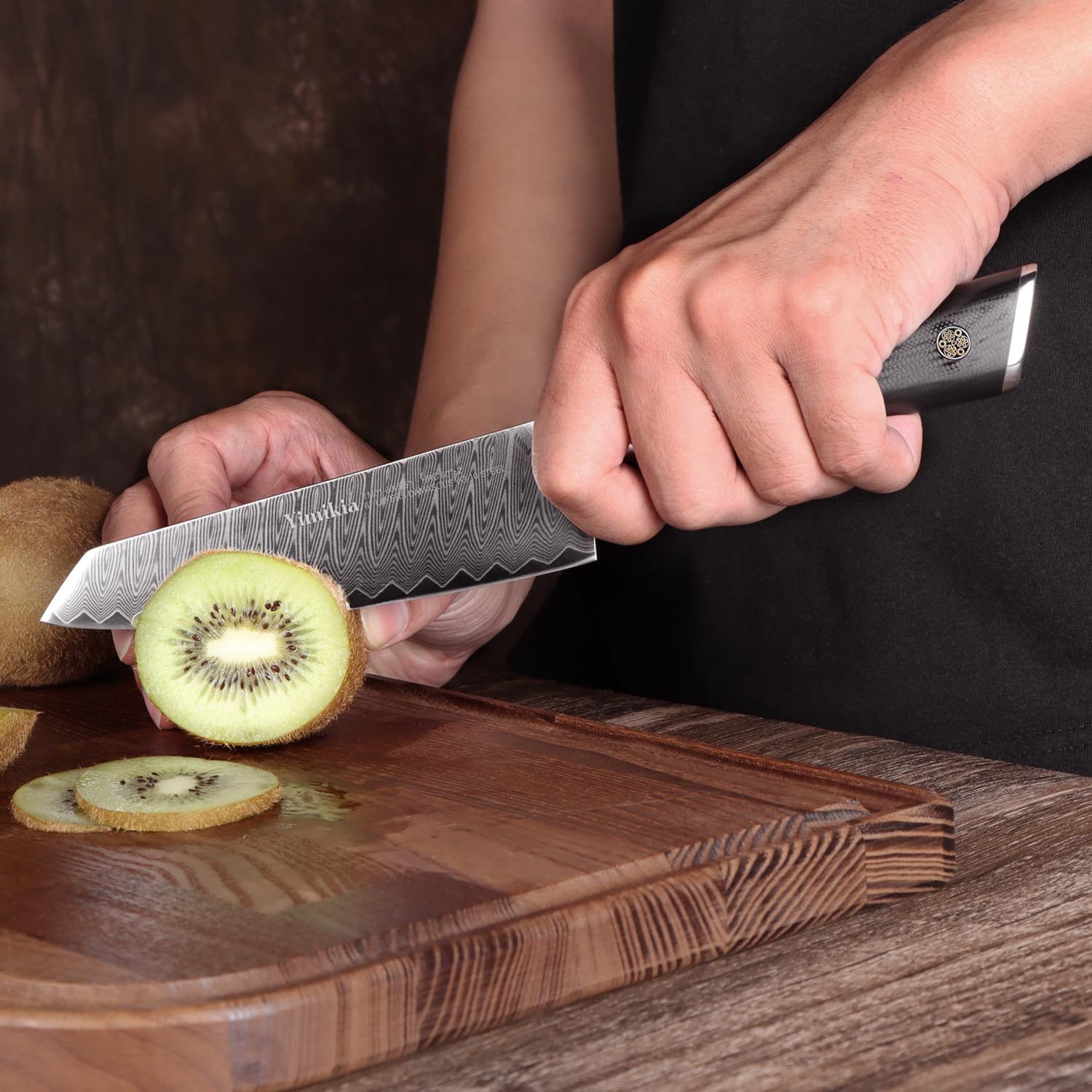 Damascus Utility Knife, VG10 High Carbon Steel, 67-Layer Forged Blade, Japanese Steel Kitchen Knife with G10 Handle, Perfect for Peeling, Slicing and Trimming, Gift Box Included