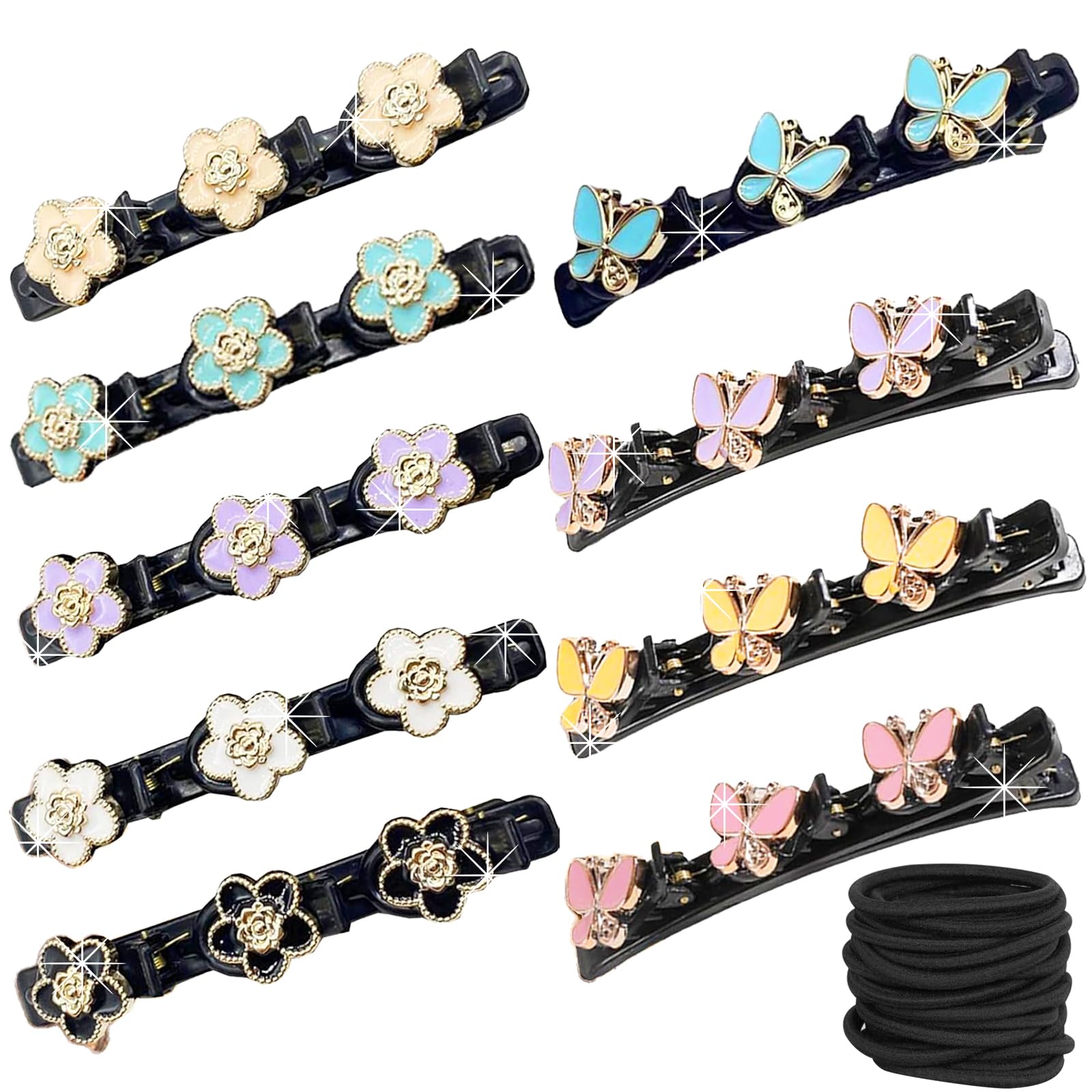 Photo 1 of 18PCS Sparkling Crystal Stone Braided Hair Clips for Women Seamless Hair Ties Short Hair Clips Duckbill Clip Braided Hair Clip for Ladies and Girls Crystal Stone (9PCS+9PCS)