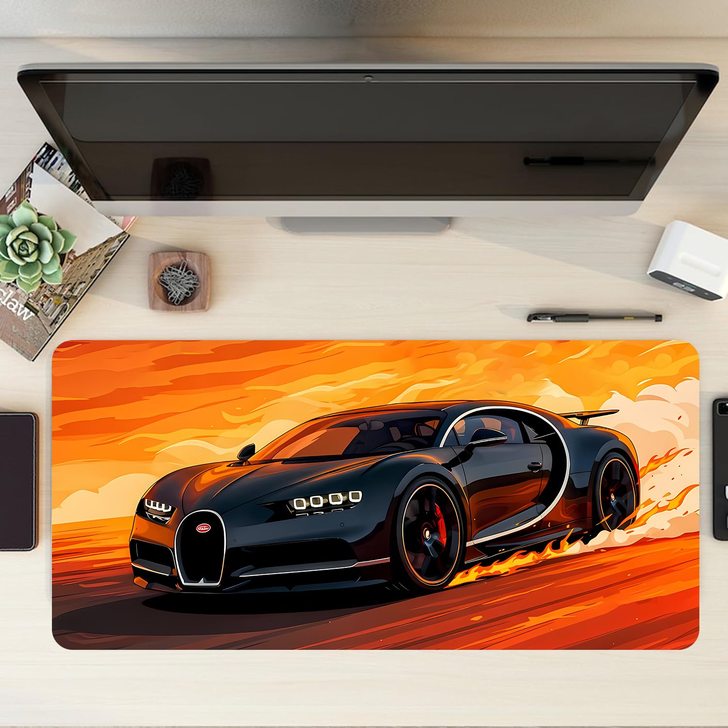 JIGARI Extended Car Design Large Mouse Pad (11 x 23 Inch) | Racing Car Deskmat for Laptop, Keyboard & Desktop | Smooth Surface | Anti-Slip Rubber Base | Water-Resistant Gaming Mouse Pad (Car (P32))