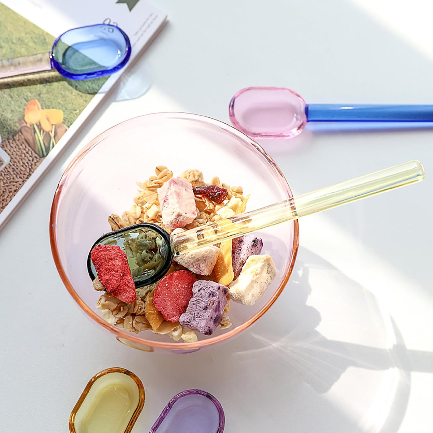 5 Pieces Coffee Spoons, Glass Coffee Stirring Spoon, Espresso Stirring Spoon, Coffee Teaspoons, 6inch Coffee Stirrers for Tea Cocktail Milkshake Cold Drink Home Bar Party - Image 6