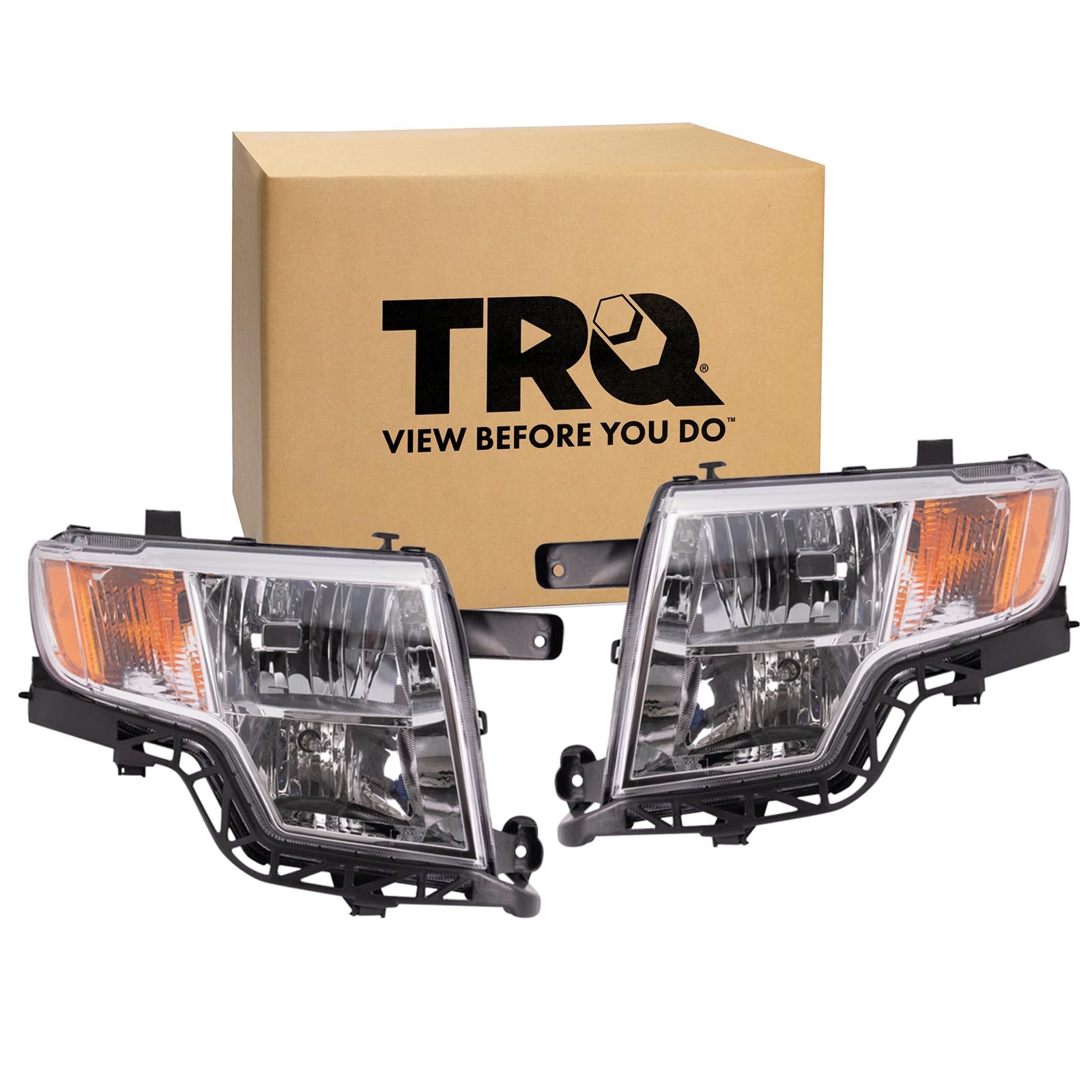 TRQ 2 Piece Headlight Assembly Set Driver &amp; Passenger Side Compatible with 2007-2010 Ford Edge Limited SE SEL FO2502228 FO2502328 FO2503228