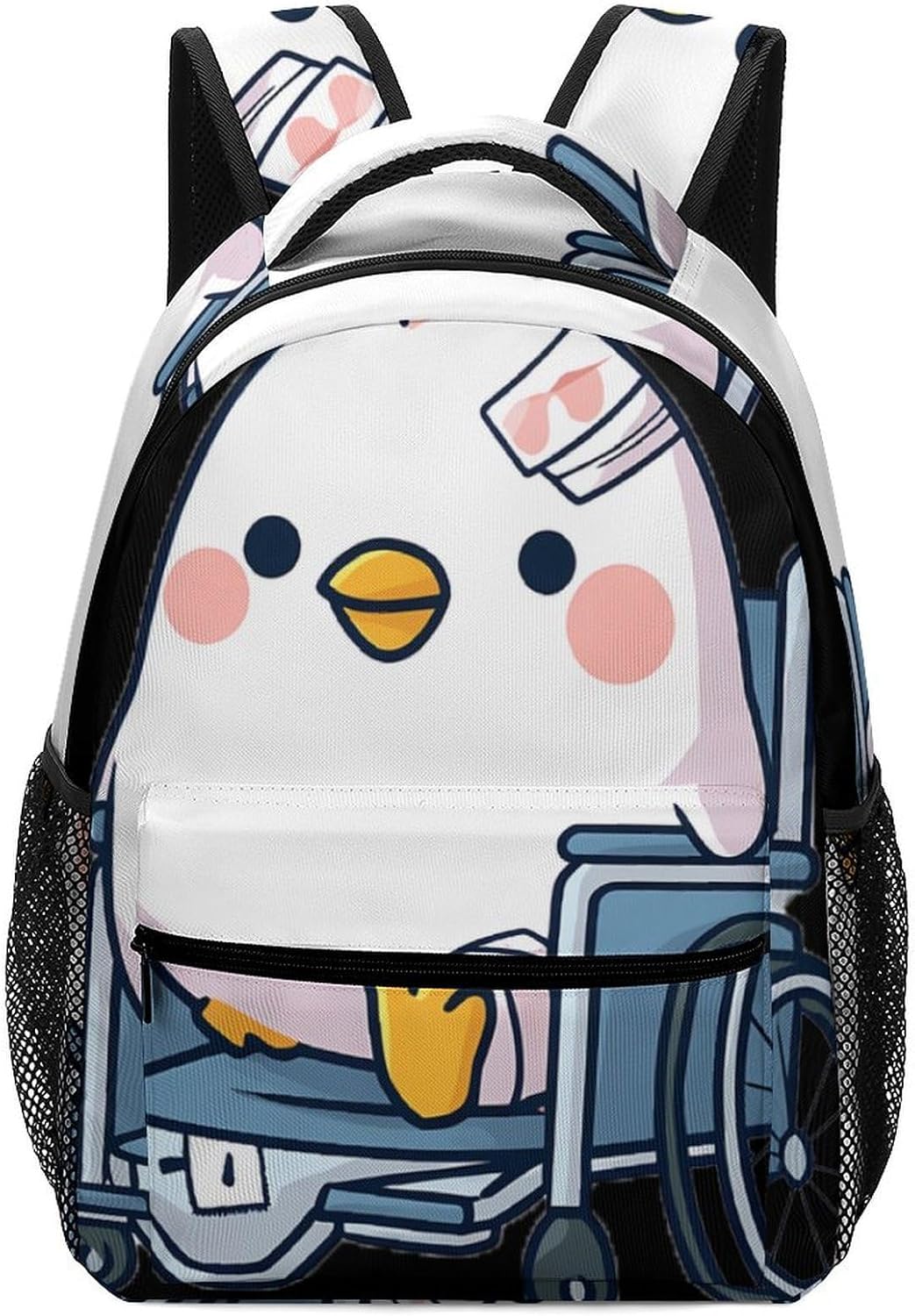 Cute Chicken in Wheel Chai Unisex Backpack Casual Daypacks Lightweight Shoulders Bag for Camping Hiking Travel