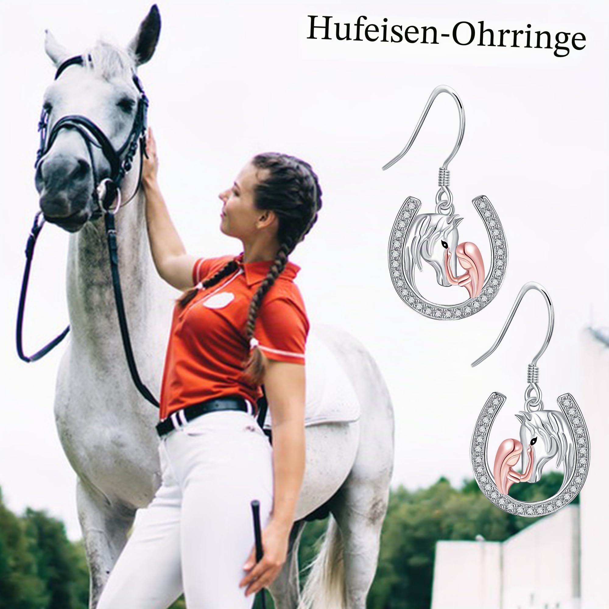 Hufeisen Ohrringe 925 Sterling Silber Pferde Ohrhänger Pferde Schmuck Geschenke für Damen Mädchen Pferdeliebhaber