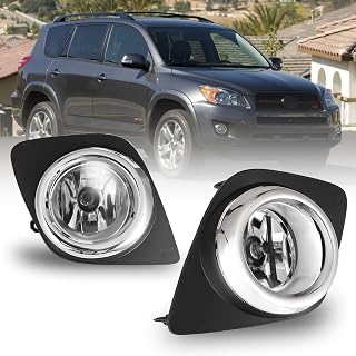 Fog Driving Light Kits Assembly for 2009 2010 2011 2012 Toyota RAV4 OEM Replacement with Switch and Wiring Kit Clear Lens 2PCS AUTOWIKI