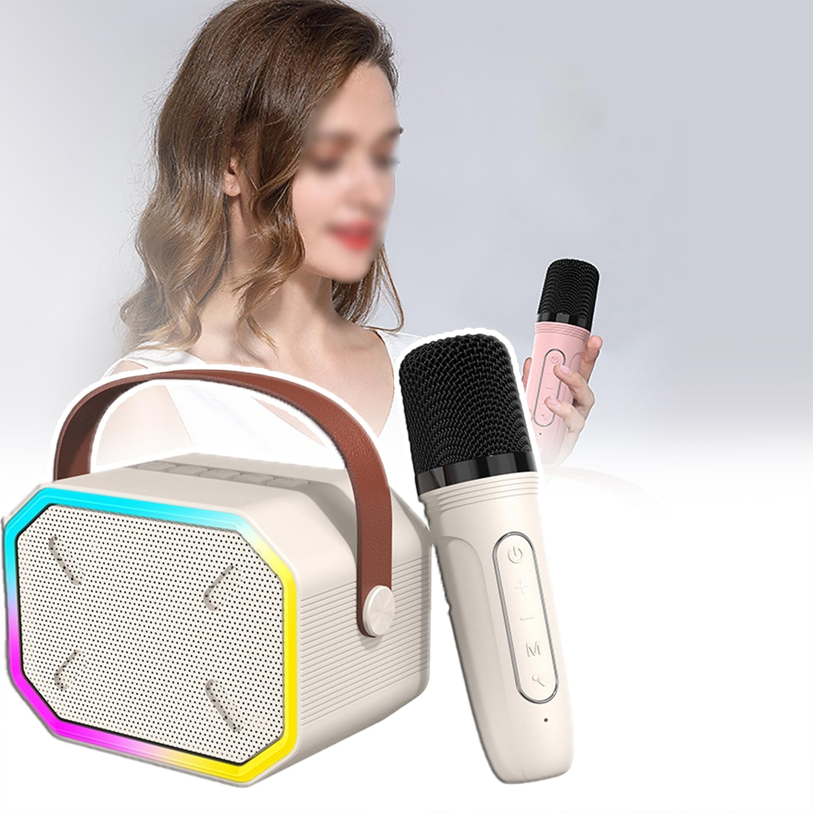 Haut-parleur Bluetooth HiFi avec microphone karaoké et effets lumineux LED