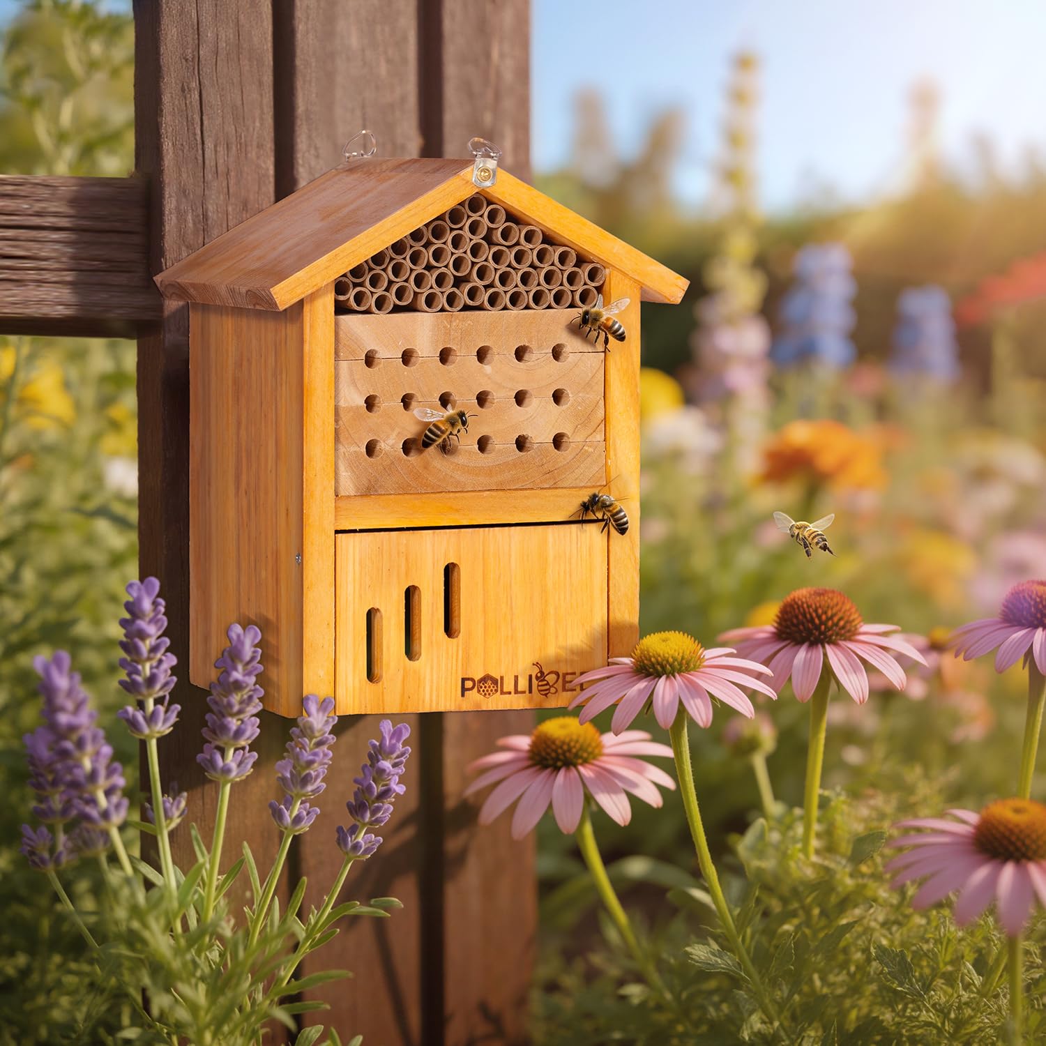 Mason Bee House - domki dla pszczół powlekane woskiem, domek dla pszczół do ogrodu, Mason Bee Hotel wodoodporny, naturalny, ręcznie robiony drewniany murarz pszczoła, przyciąga spokojne zapylacze